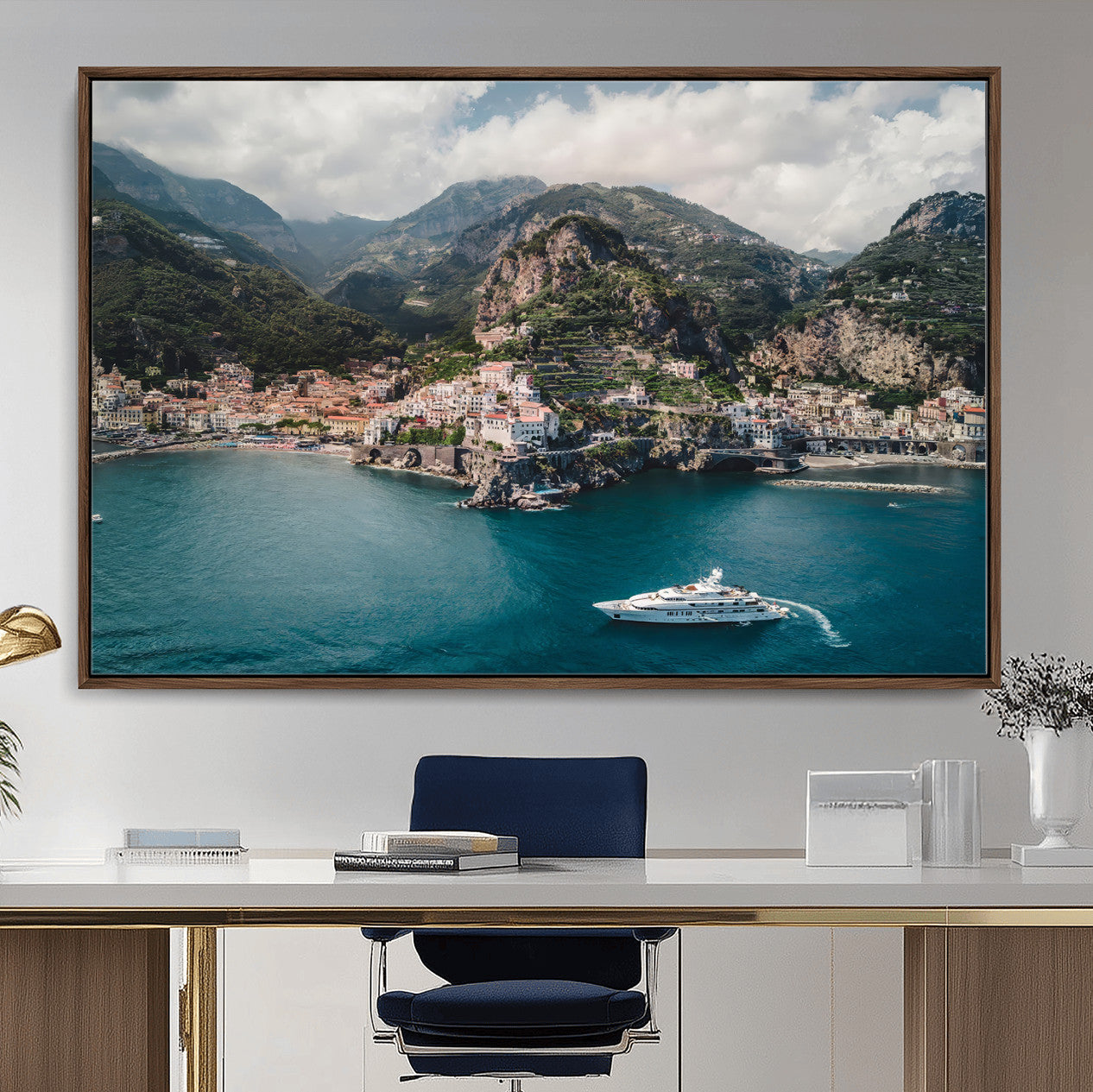Amalfi Coast Wall Art – Framed Italian Seaside Canvas