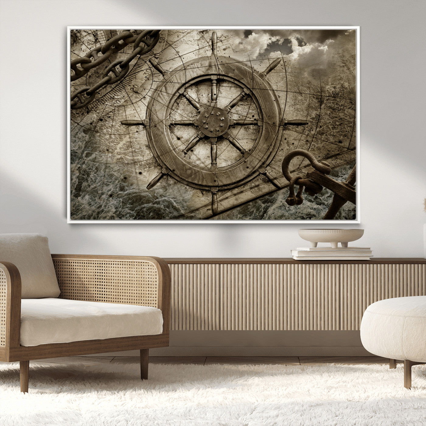 Wooden Ship Wheel Canvas Print, Multi Panel Canvas Wall Art
