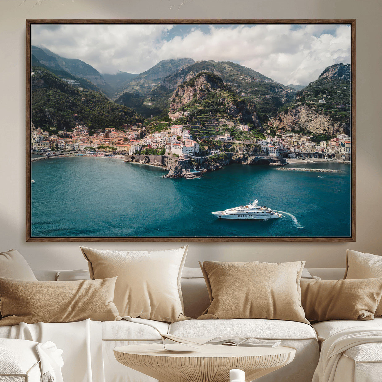 Amalfi Coast Wall Art – Framed Italian Seaside Canvas