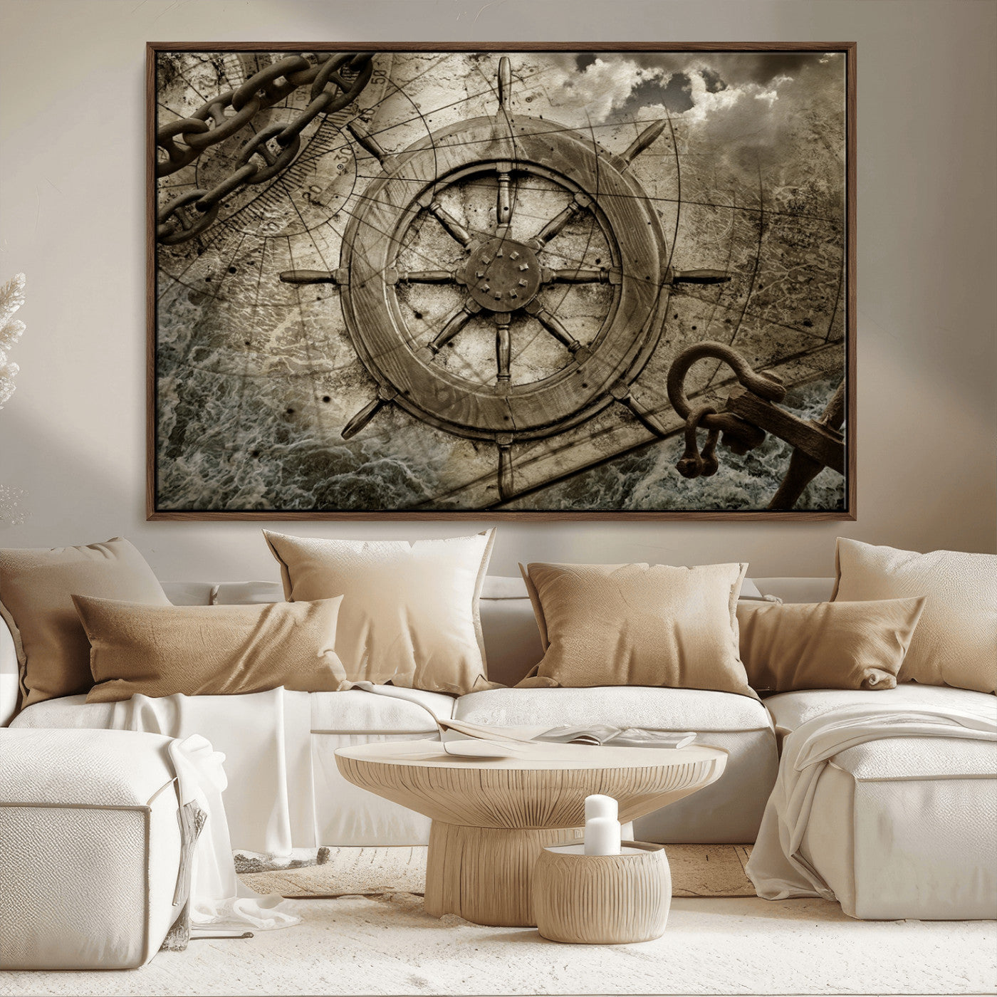 Wooden Ship Wheel Canvas Print, Multi Panel Canvas Wall Art