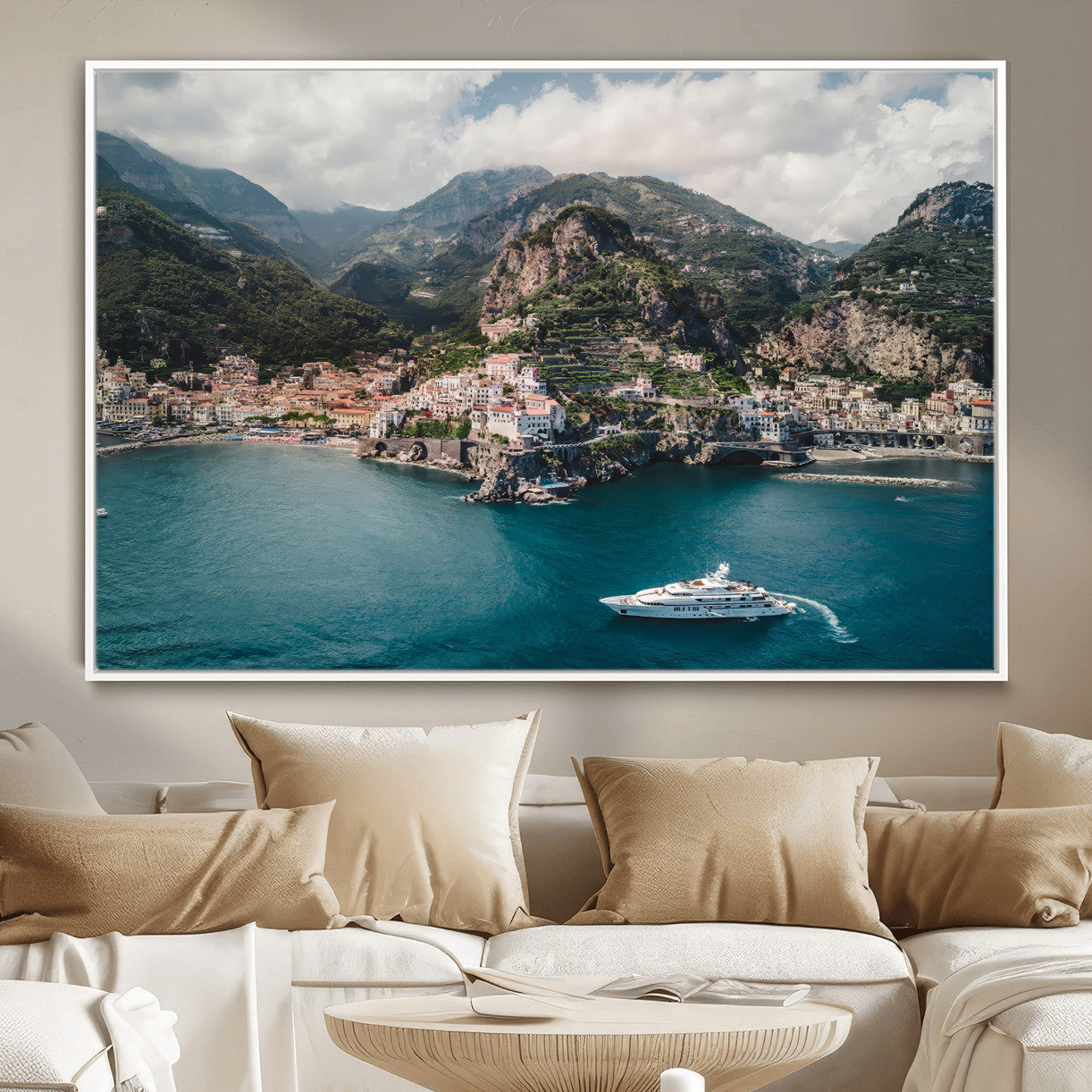 Amalfi Coast Wall Art – Framed Italian Seaside Canvas
