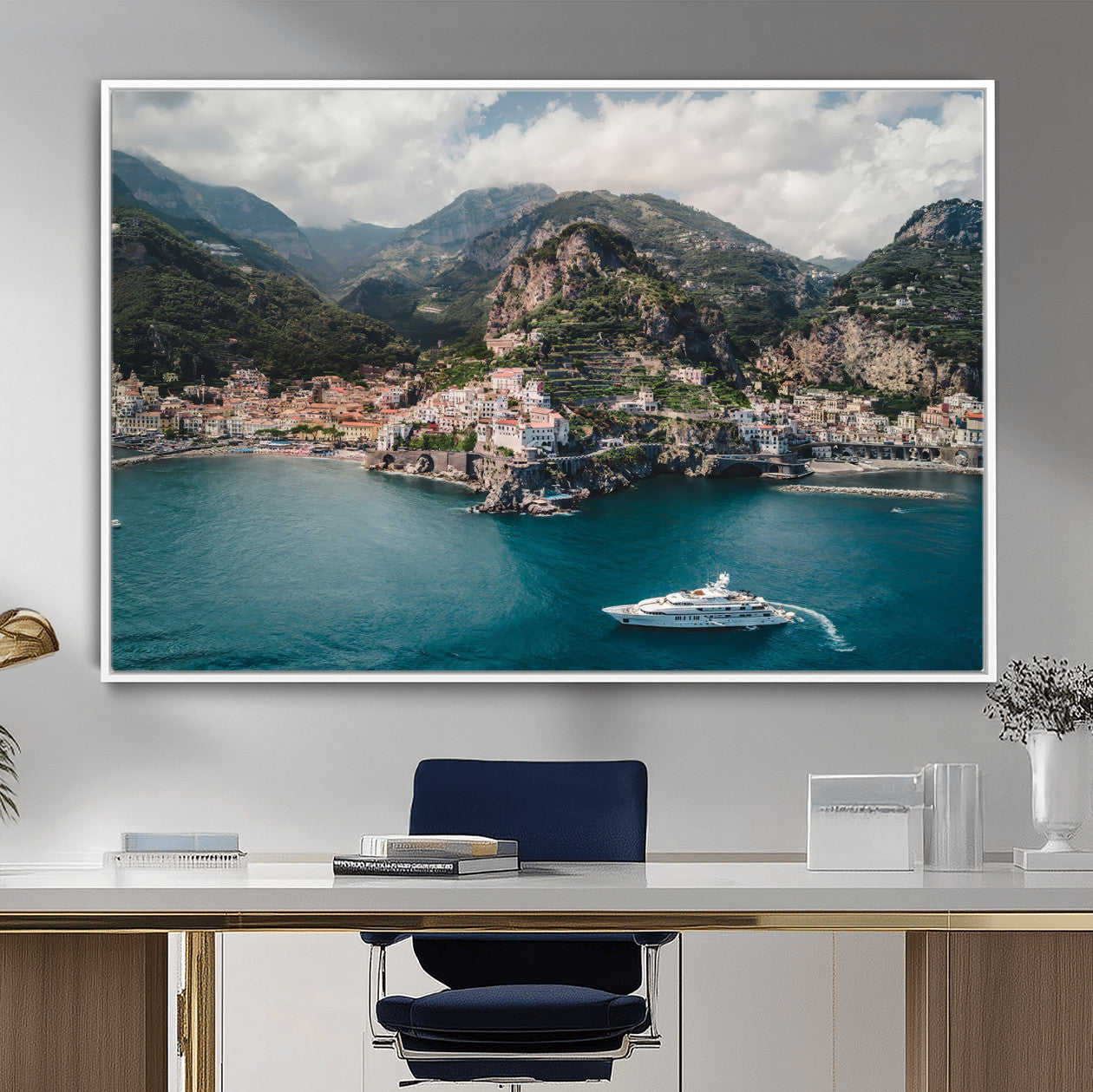 Amalfi Coast Wall Art – Framed Italian Seaside Canvas