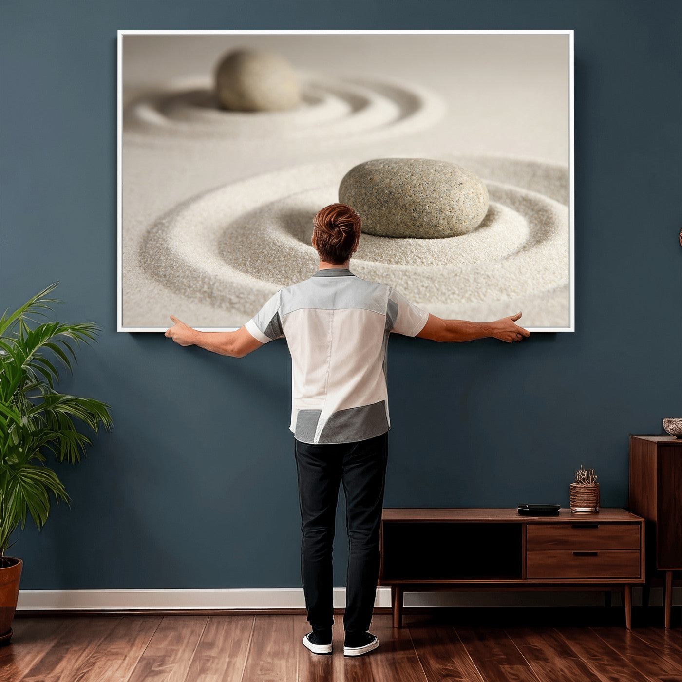 Zen Garden Stone Sand Canvas | Japanese Rock Garden Wall Art