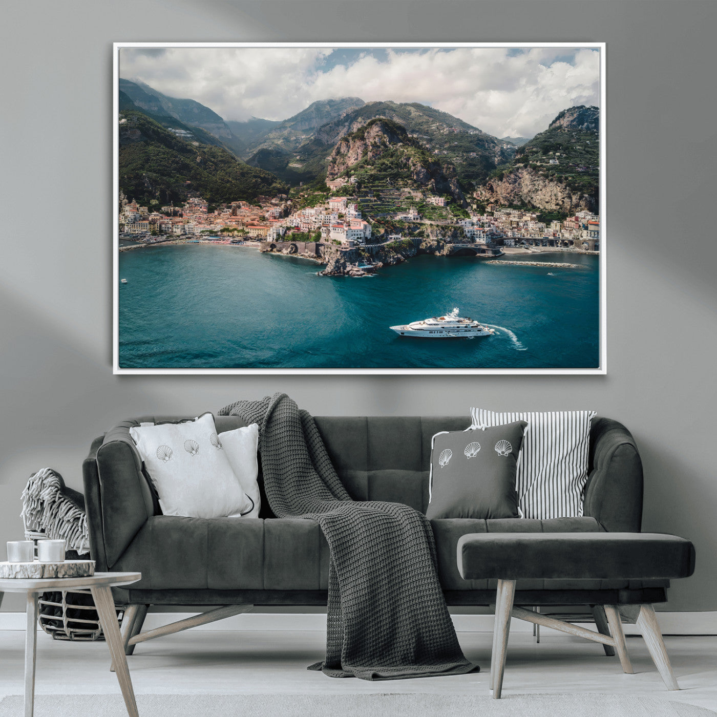 Amalfi Coast Wall Art – Framed Italian Seaside Canvas