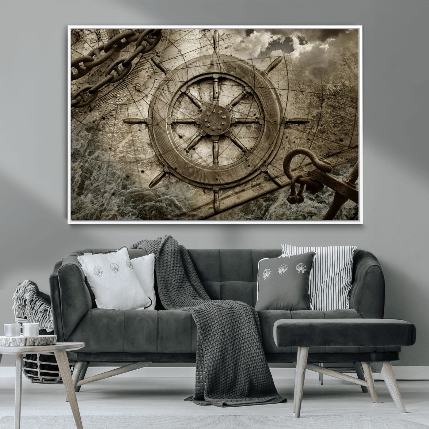 Wooden Ship Wheel Canvas Print, Multi Panel Canvas Wall Art
