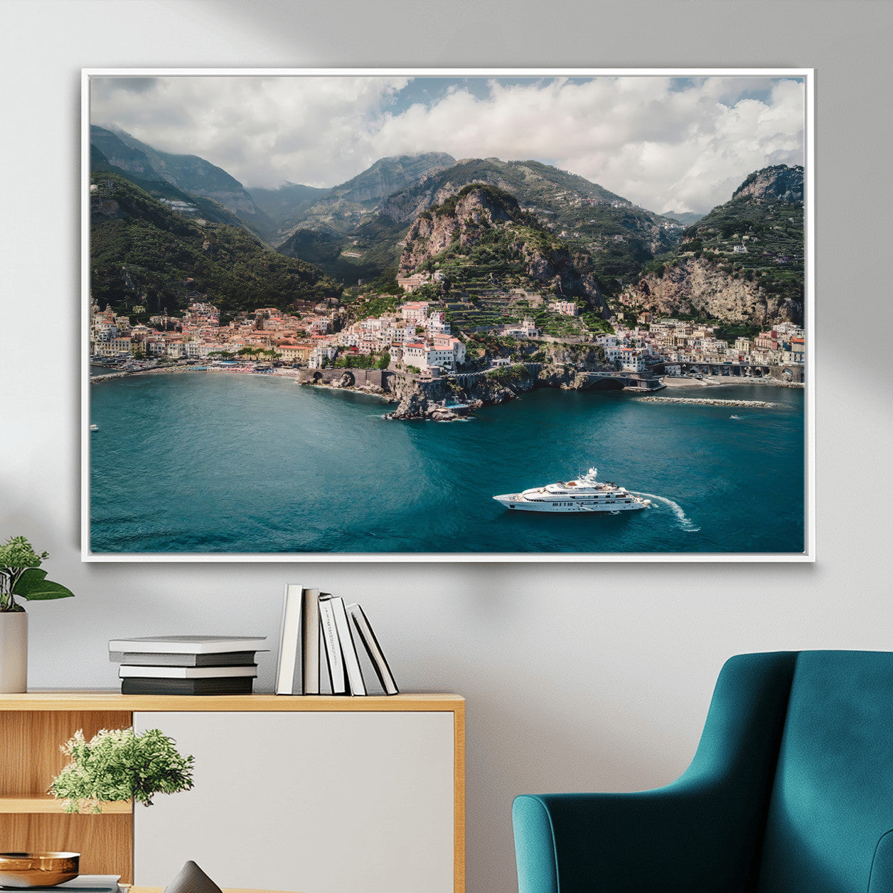 Amalfi Coast Wall Art – Framed Italian Seaside Canvas