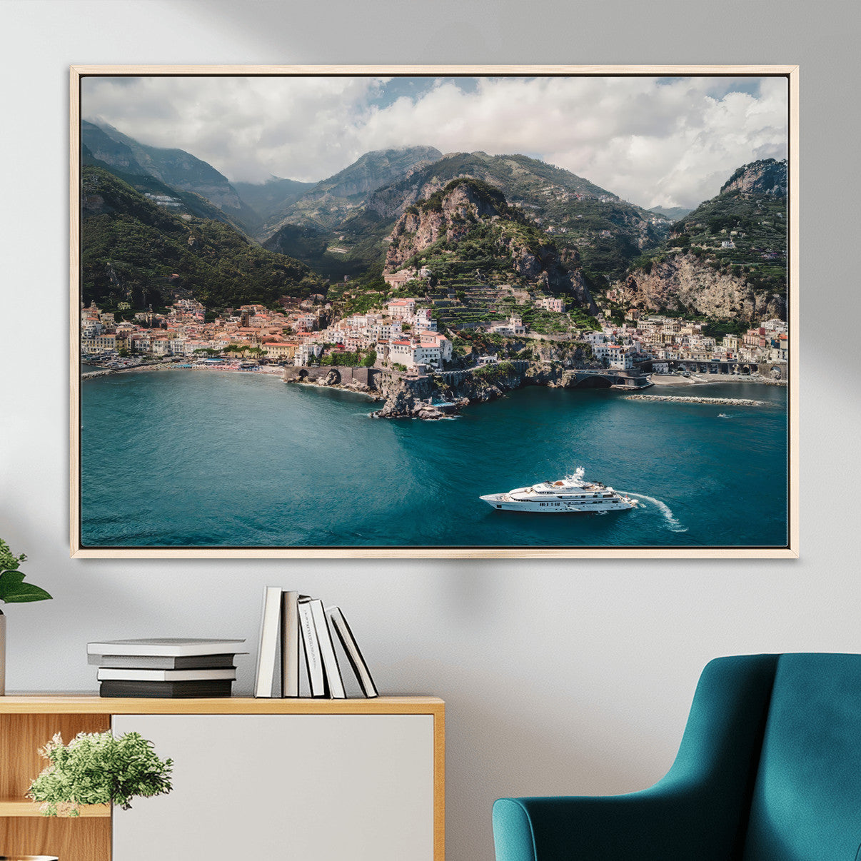 Amalfi Coast Wall Art – Framed Italian Seaside Canvas
