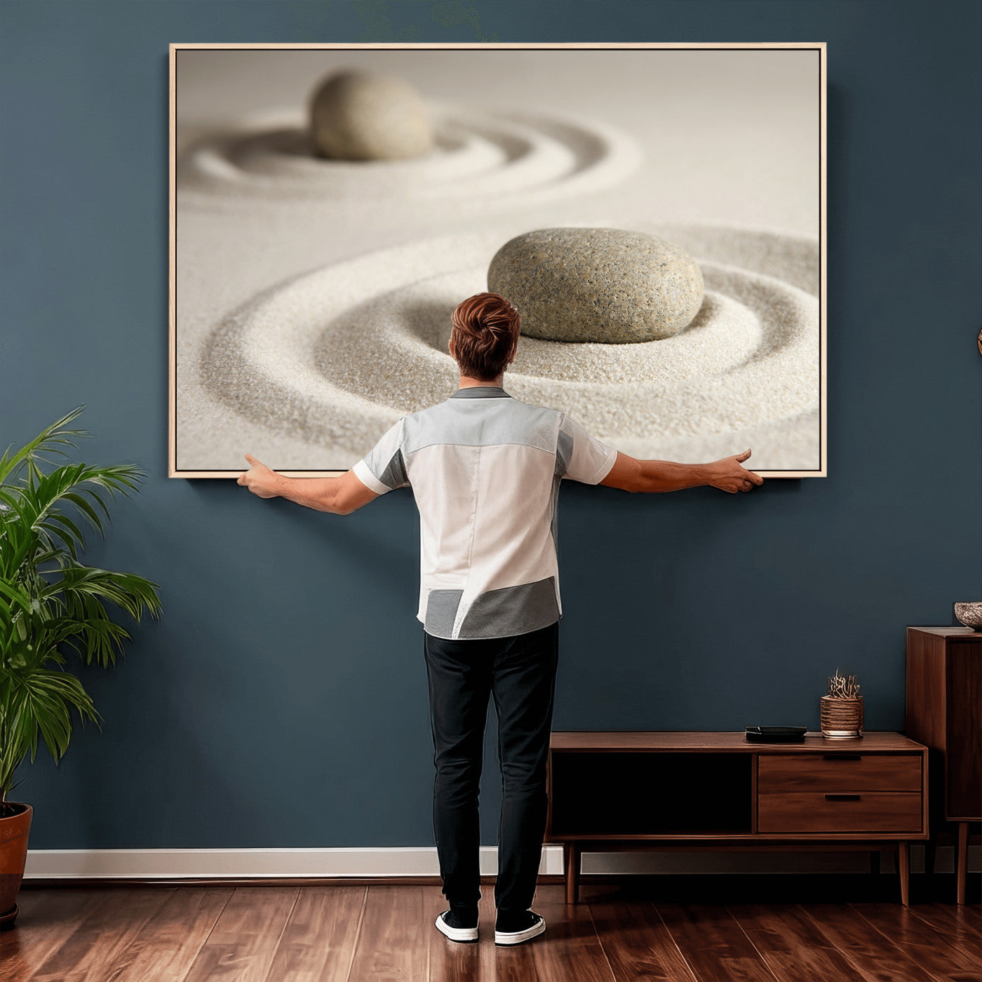 Zen Garden Stone Sand Canvas | Japanese Rock Garden Wall Art