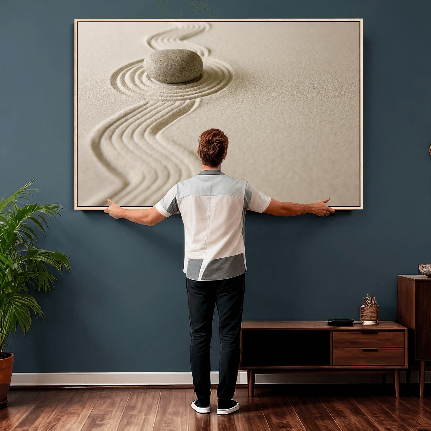 Zen Garden Stone Sand Canvas | Japanese Rock Garden Wall Art