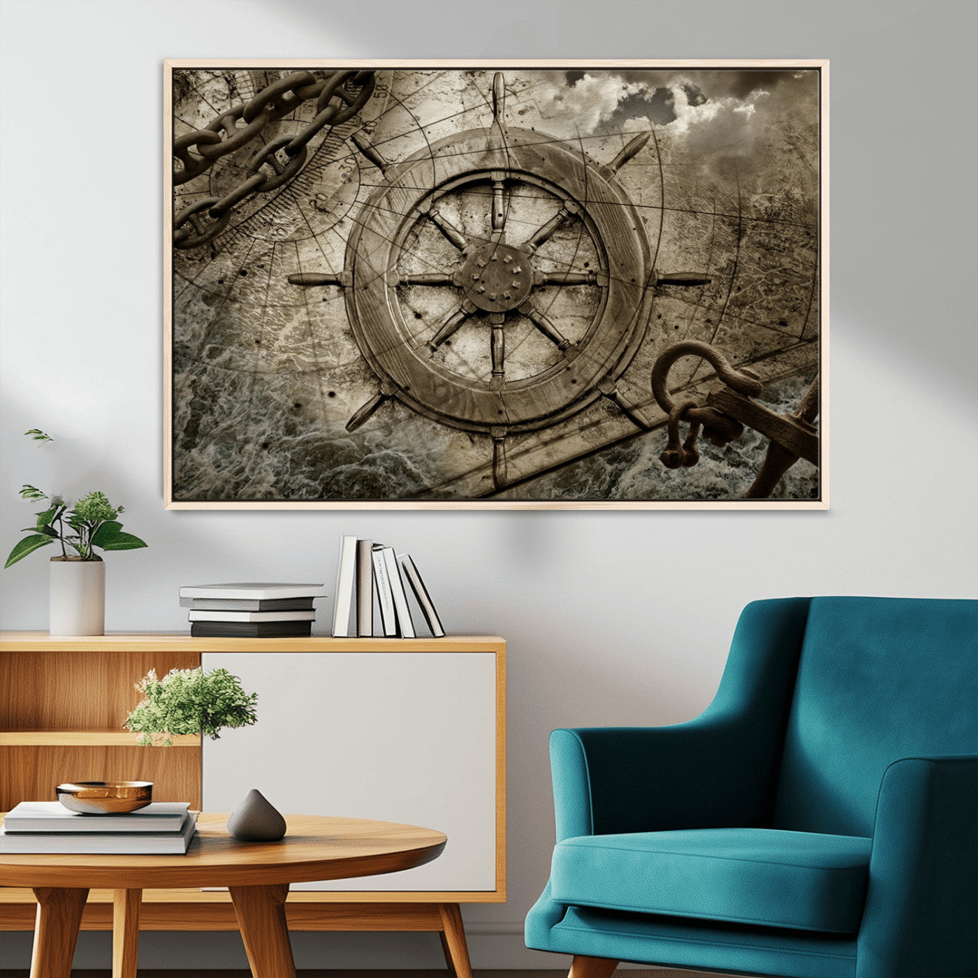 Wooden Ship Wheel Canvas Print, Multi Panel Canvas Wall Art