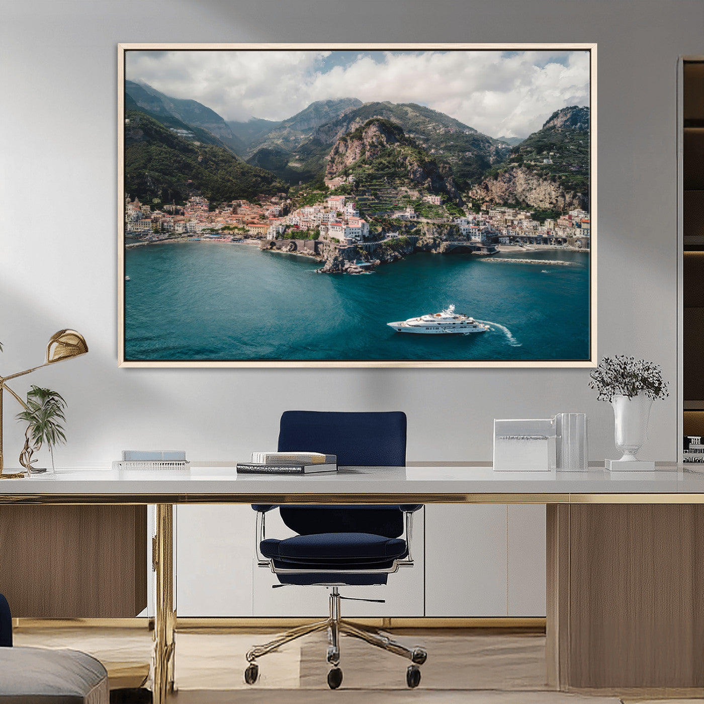 Amalfi Coast Wall Art – Framed Italian Seaside Canvas