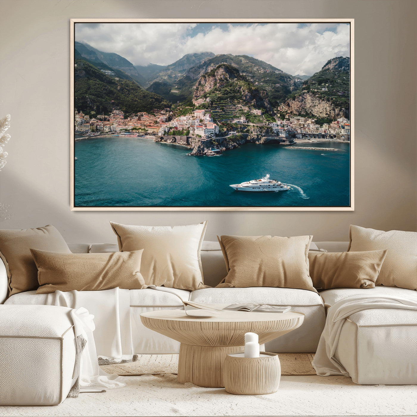 Amalfi Coast Wall Art – Framed Italian Seaside Canvas