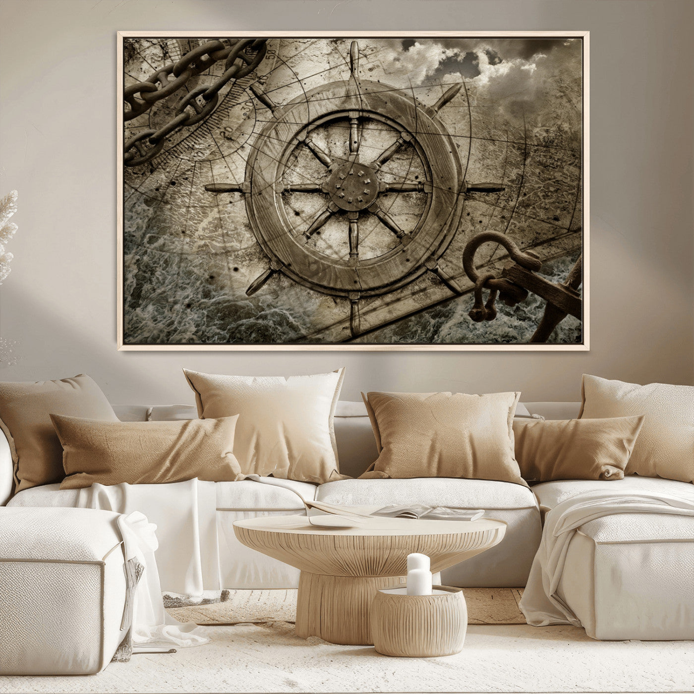 Wooden Ship Wheel Canvas Print, Multi Panel Canvas Wall Art