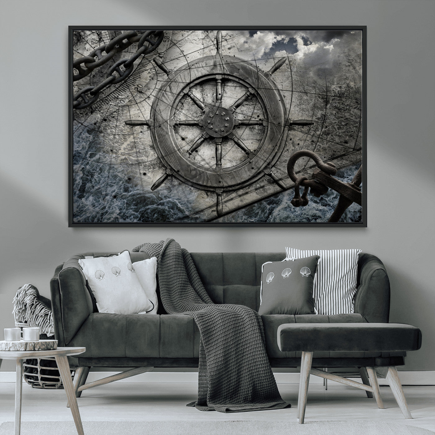 Ship Steering Wheel Vintage Wall Art Canvas Print