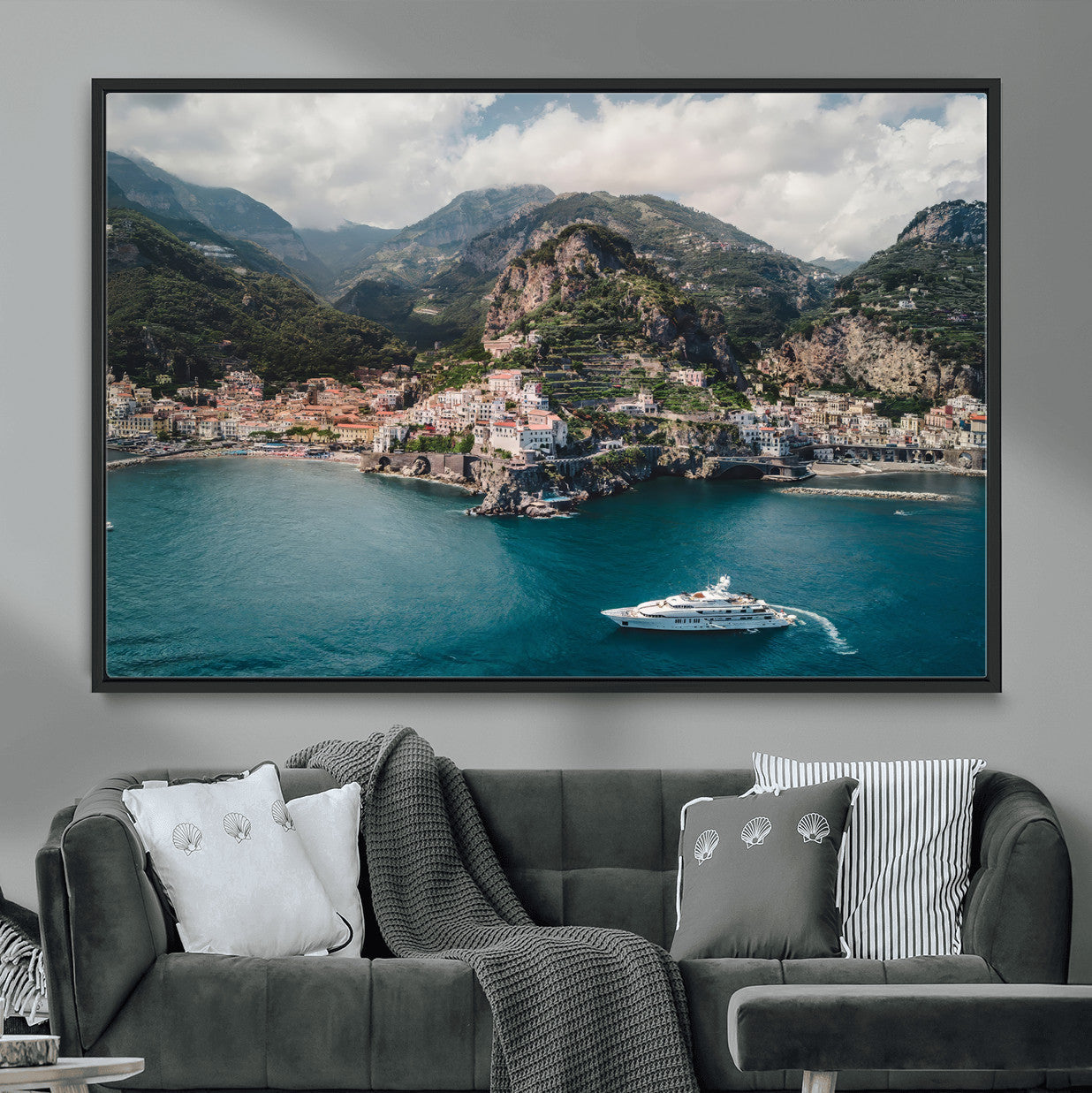 Amalfi Coast Wall Art – Framed Italian Seaside Canvas