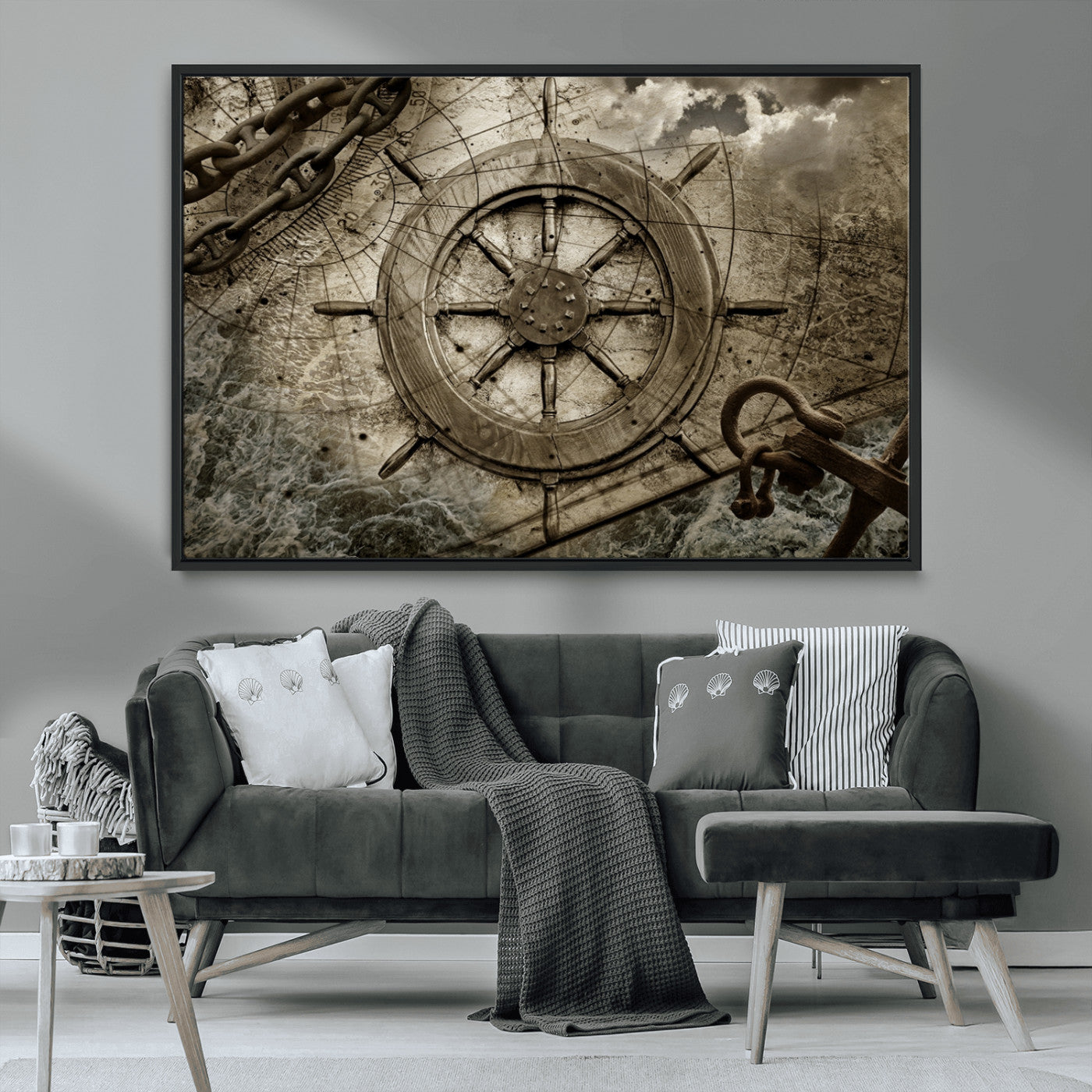 Wooden Ship Wheel Canvas Print, Multi Panel Canvas Wall Art