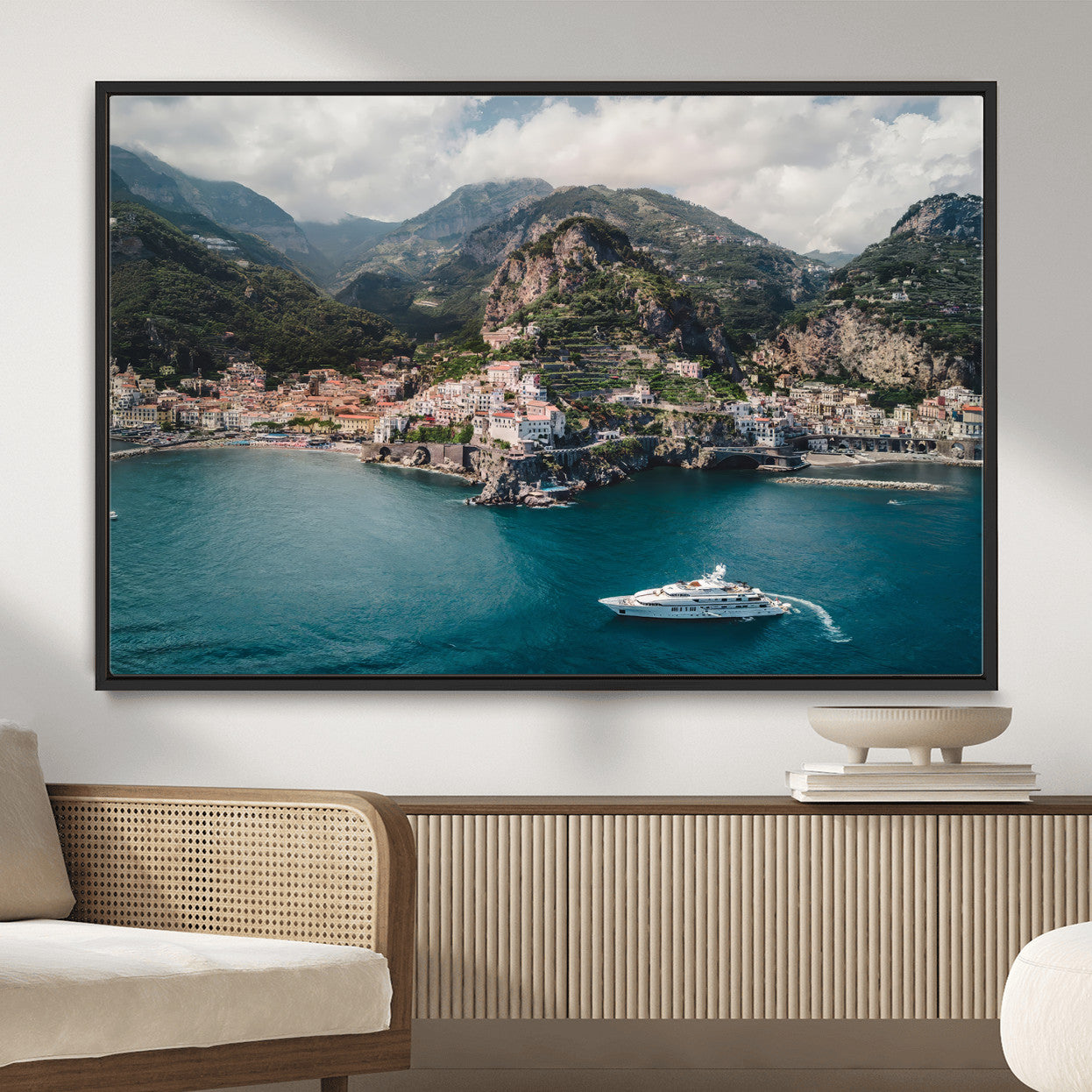 Amalfi Coast Wall Art – Framed Italian Seaside Canvas