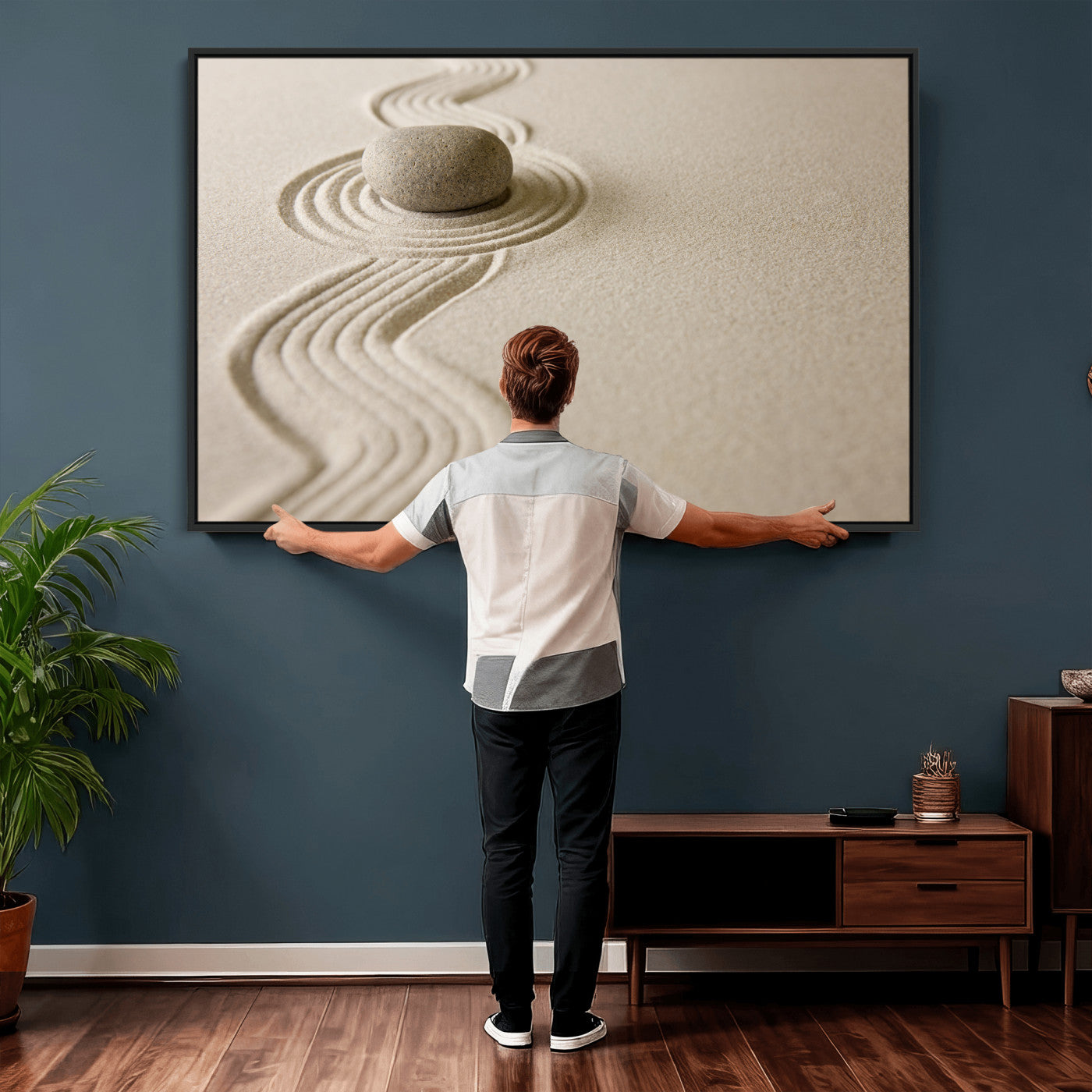 Zen Garden Stone Sand Canvas | Japanese Rock Garden Wall Art
