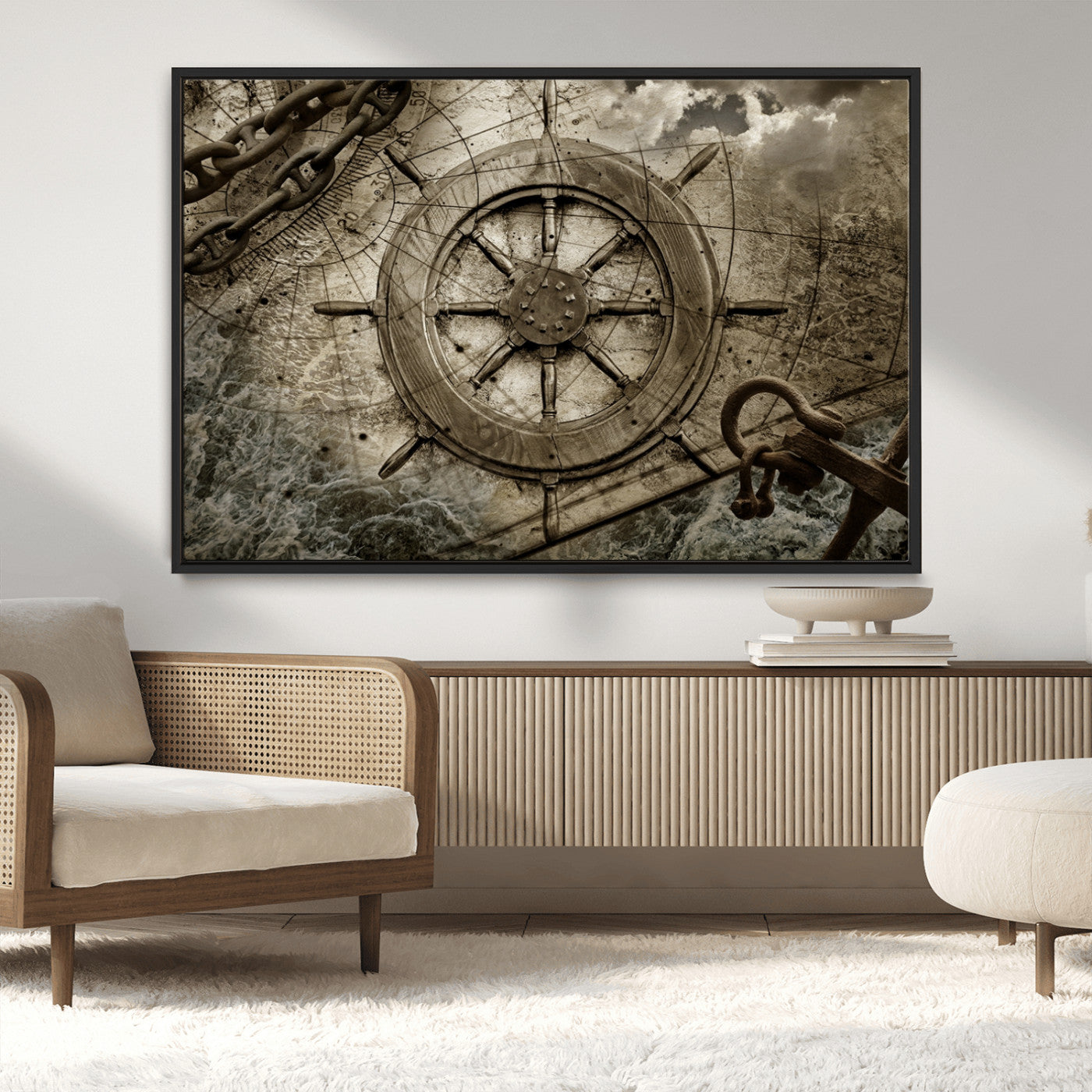 Wooden Ship Wheel Canvas Print, Multi Panel Canvas Wall Art