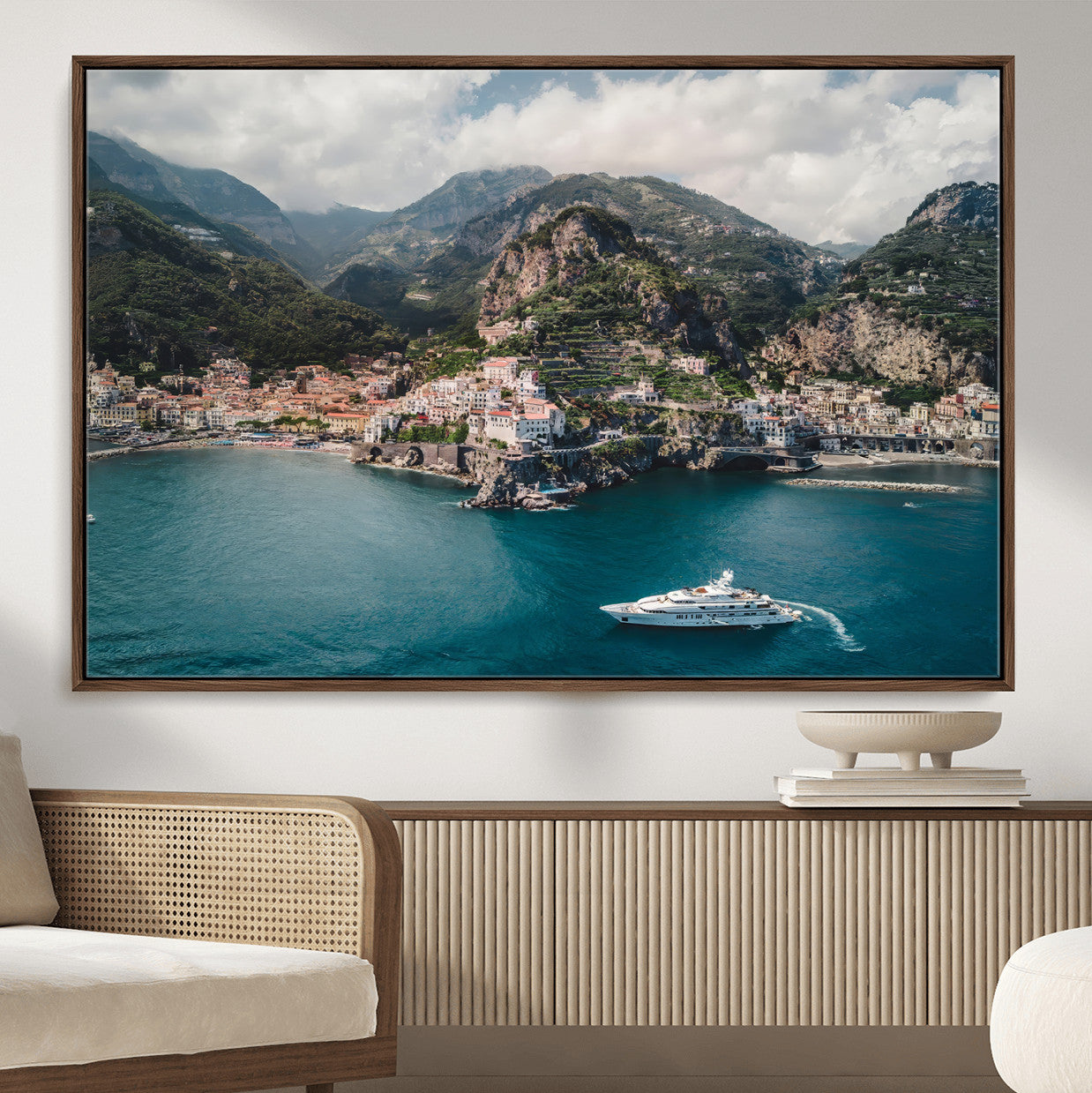 Amalfi Coast Wall Art – Framed Italian Seaside Canvas