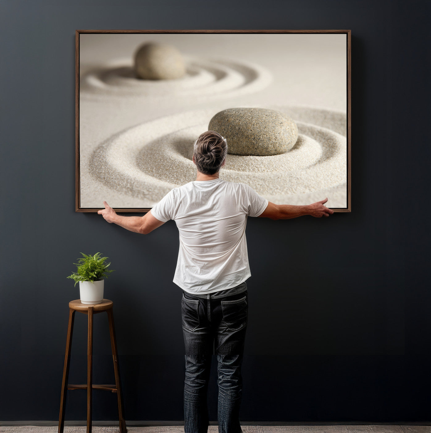 Zen Garden Stone Sand Canvas | Japanese Rock Garden Wall Art