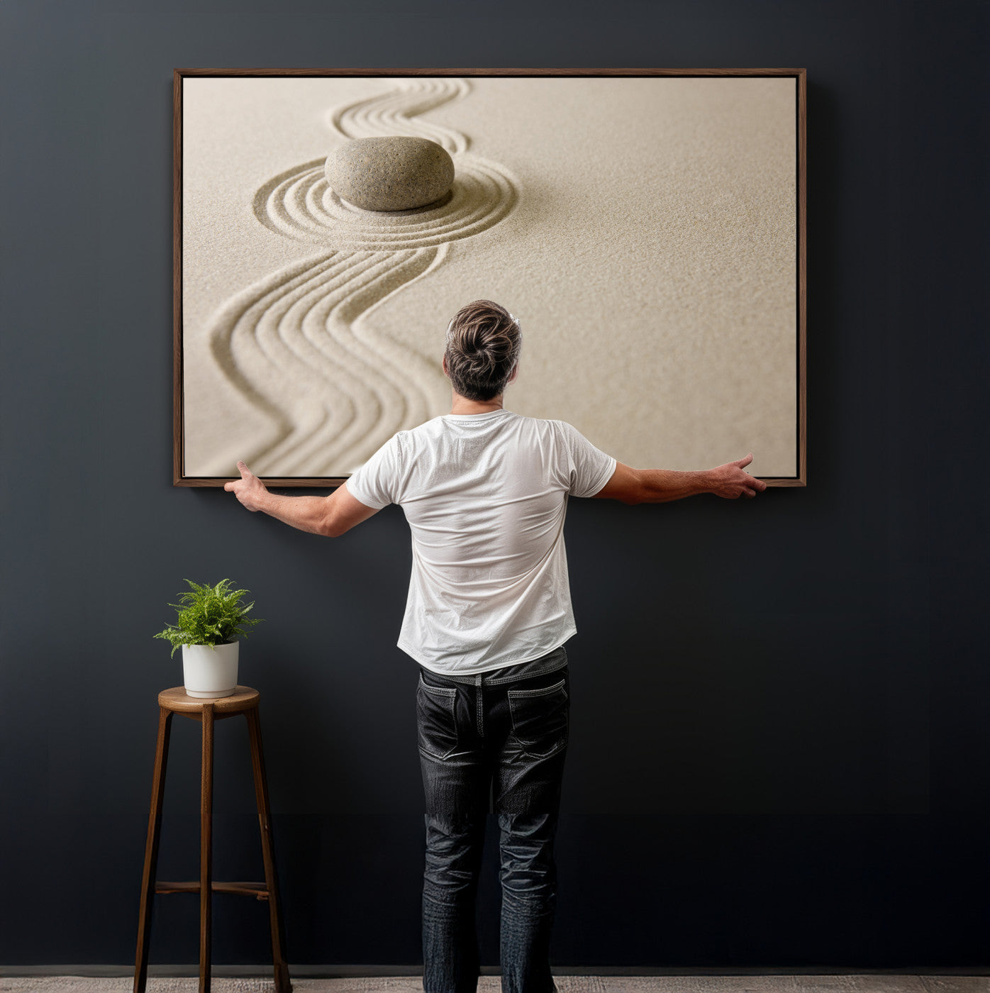 Zen Garden Stone Sand Canvas | Japanese Rock Garden Wall Art