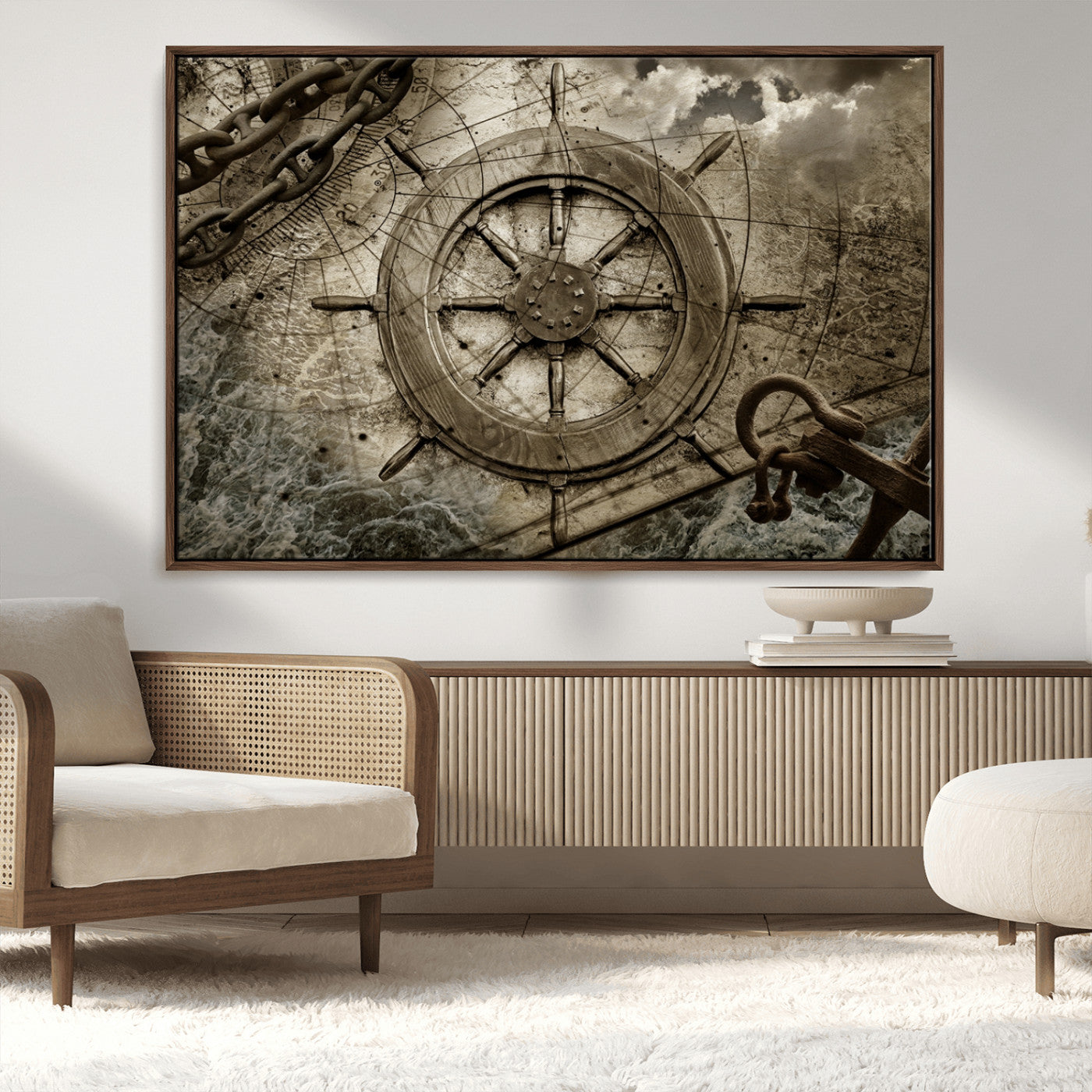 Wooden Ship Wheel Canvas Print, Multi Panel Canvas Wall Art