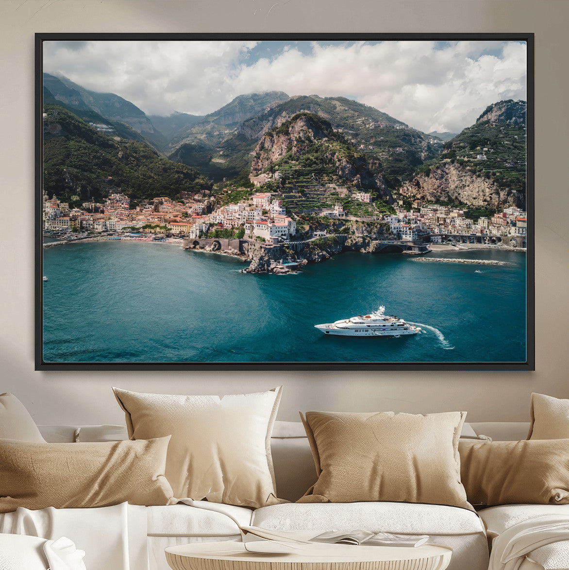 Amalfi Coast Wall Art – Framed Italian Seaside Canvas