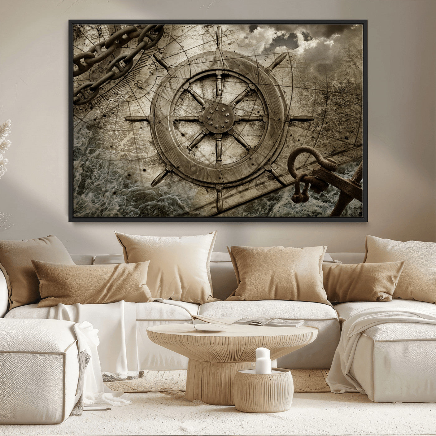 Wooden Ship Wheel Canvas Print, Multi Panel Canvas Wall Art