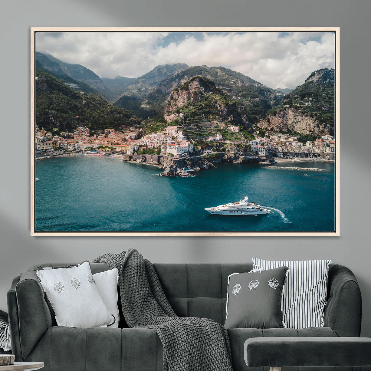 Amalfi Coast Wall Art – Framed Italian Seaside Canvas