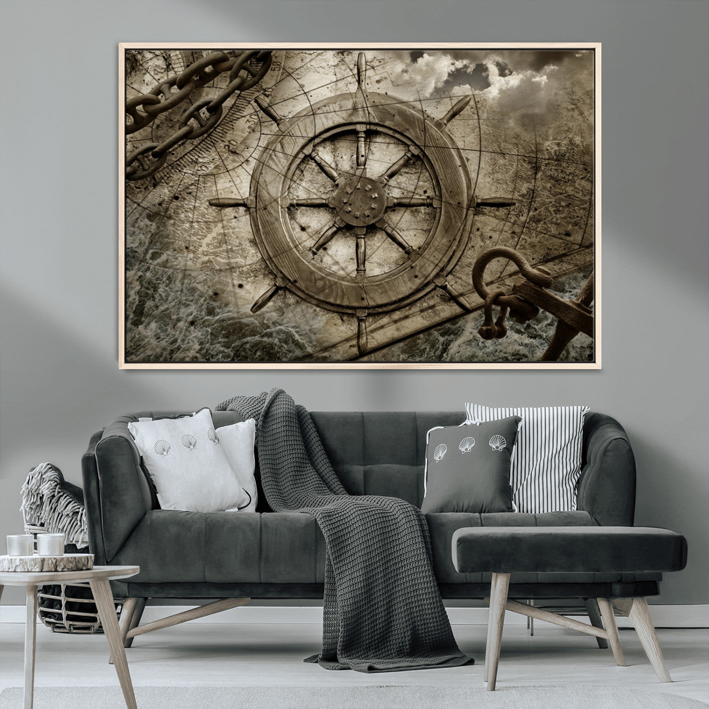 Wooden Ship Wheel Canvas Print, Multi Panel Canvas Wall Art