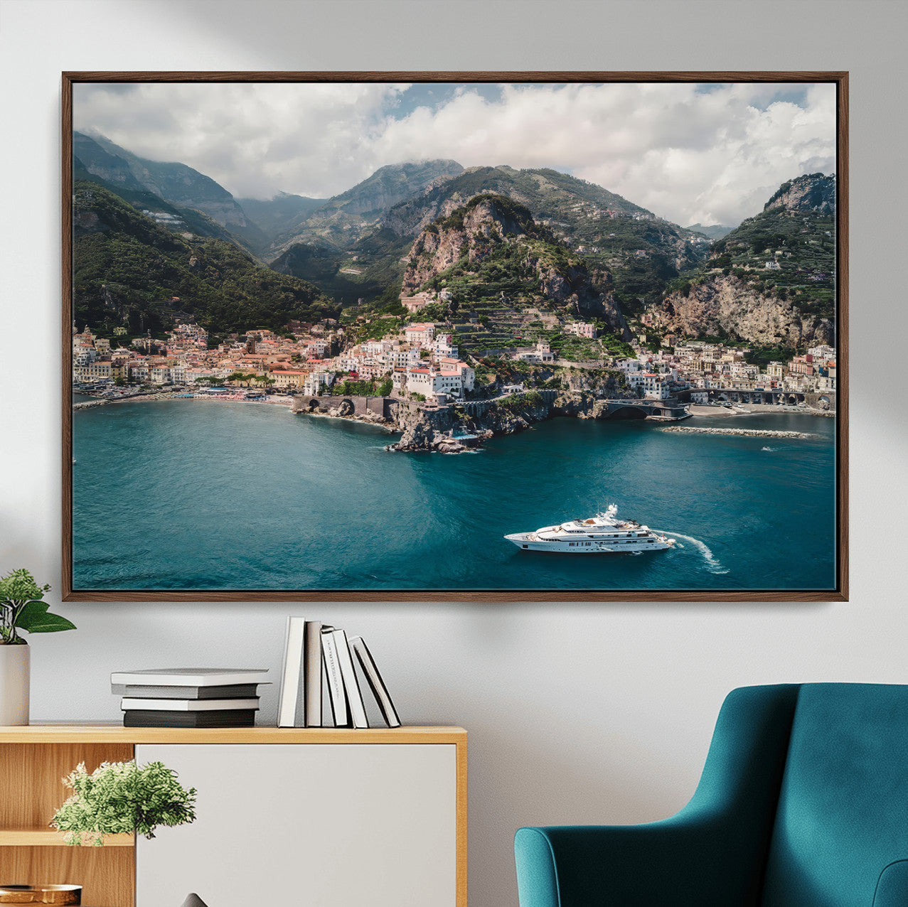 Amalfi Coast Wall Art – Framed Italian Seaside Canvas