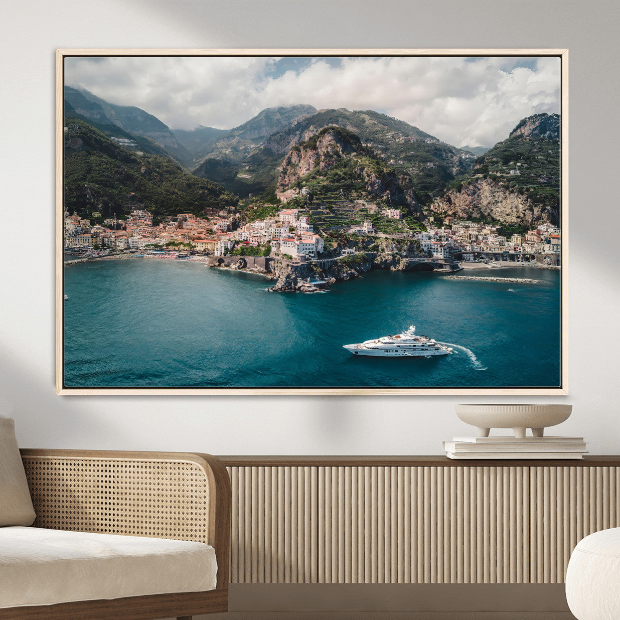 Amalfi Coast Wall Art – Framed Italian Seaside Canvas