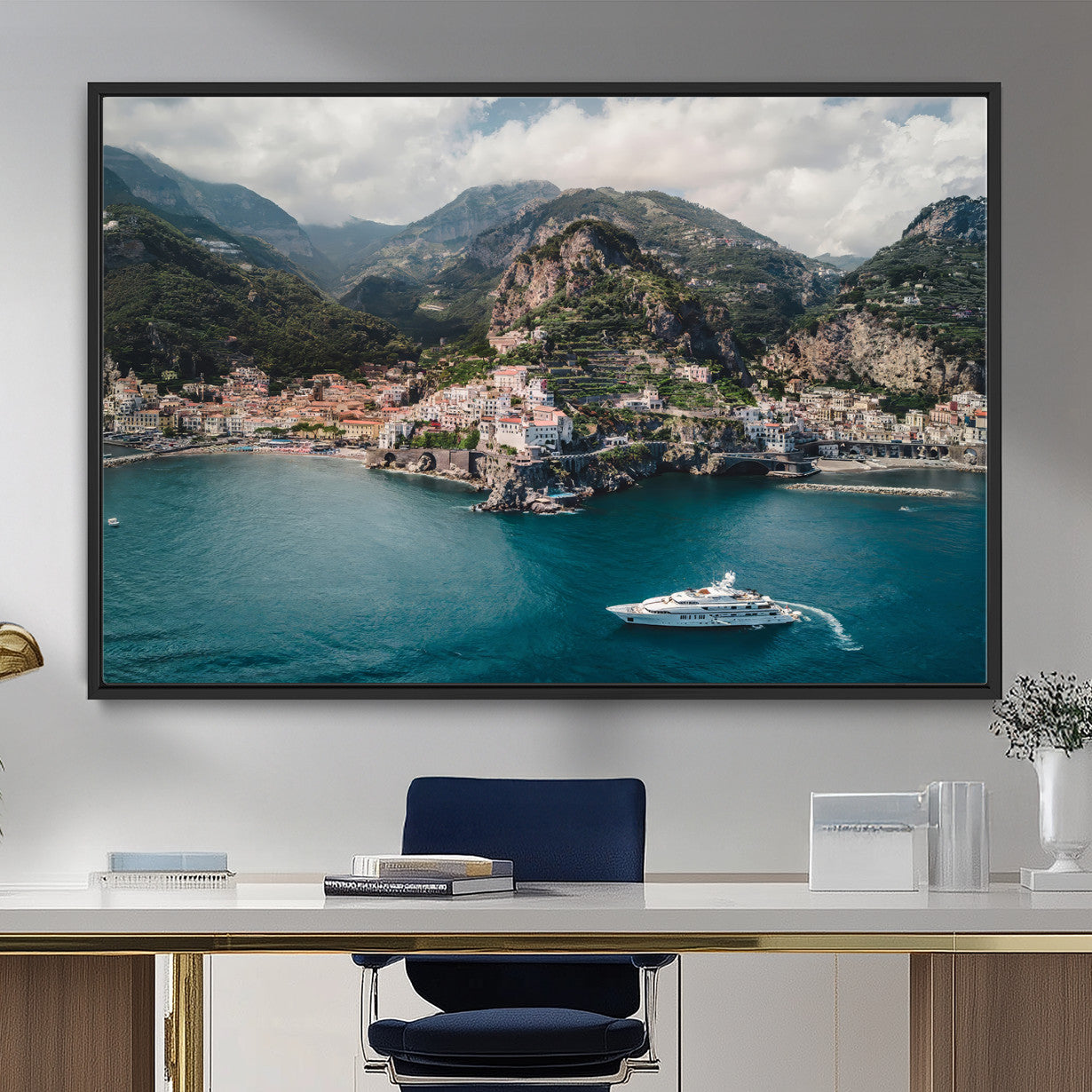 Amalfi Coast Wall Art – Framed Italian Seaside Canvas