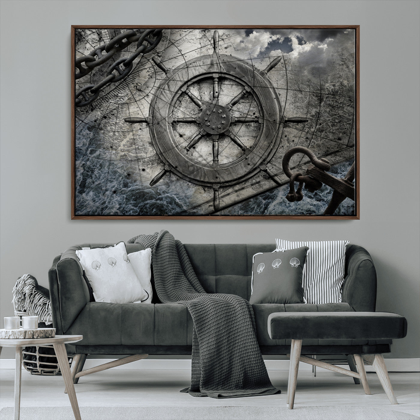 Ship Steering Wheel Vintage Wall Art Canvas Print