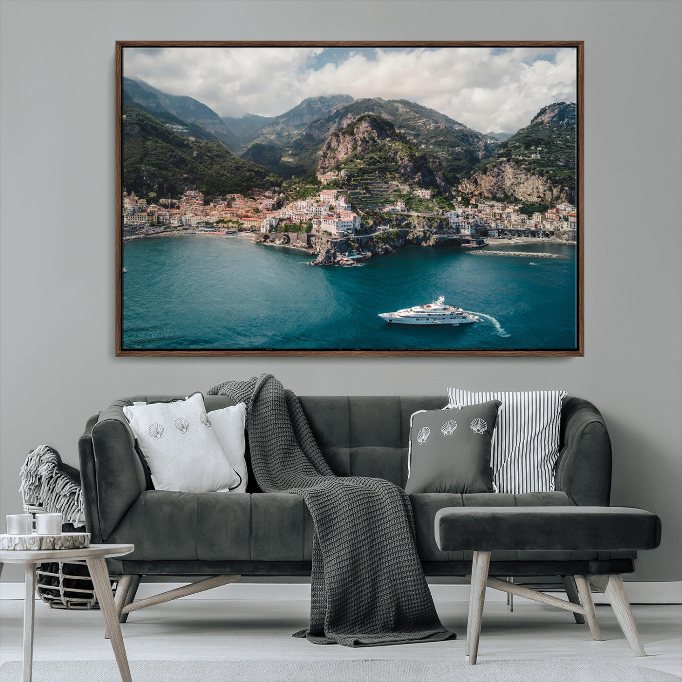 Amalfi Coast Wall Art – Framed Italian Seaside Canvas