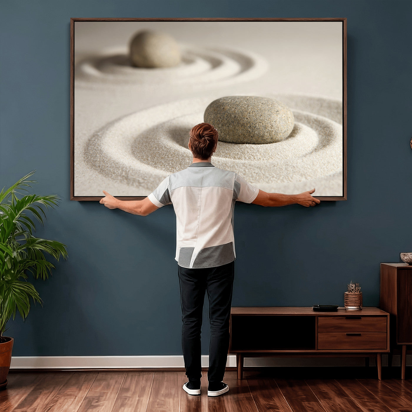 Zen Garden Stone Sand Canvas | Japanese Rock Garden Wall Art