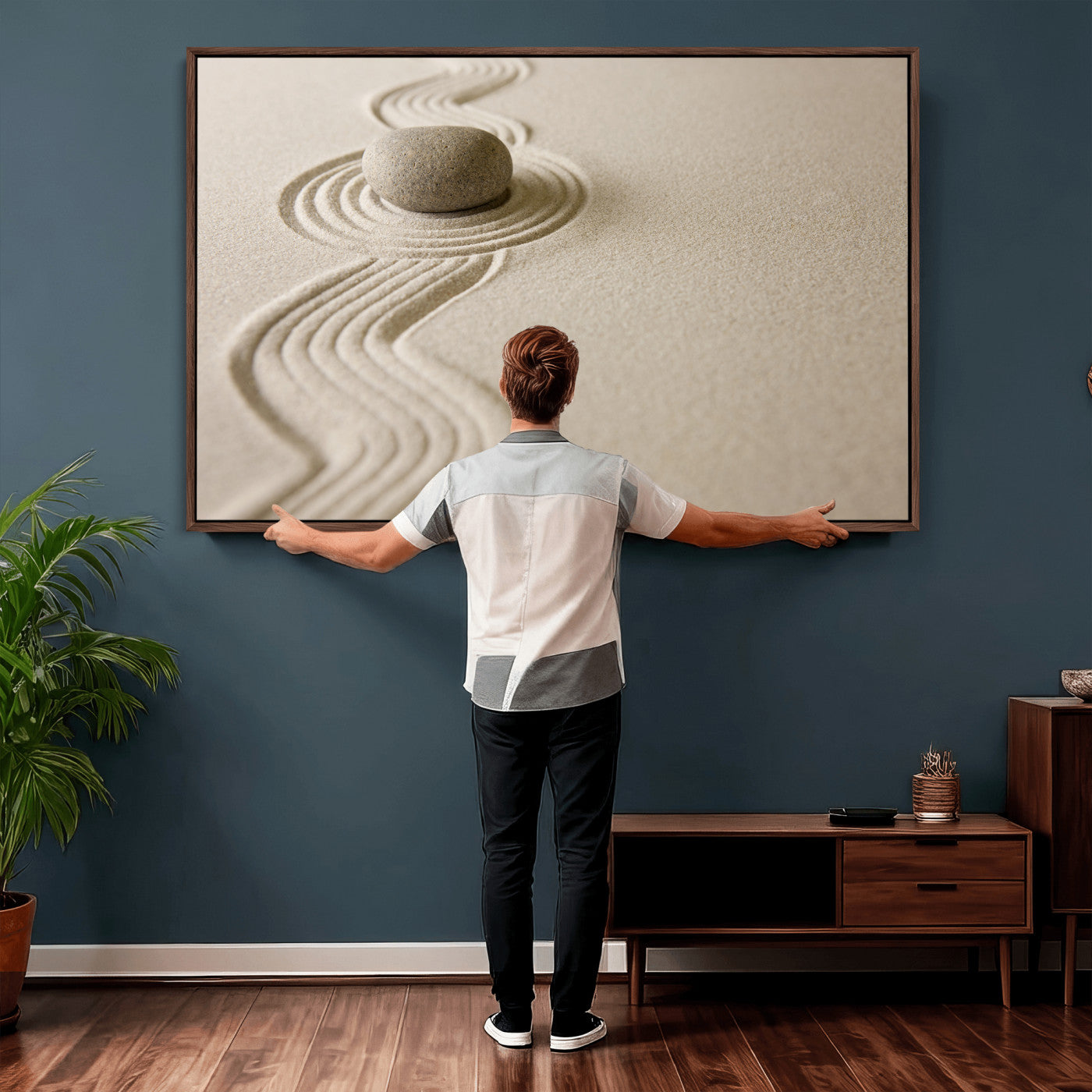 Zen Garden Stone Sand Canvas | Japanese Rock Garden Wall Art