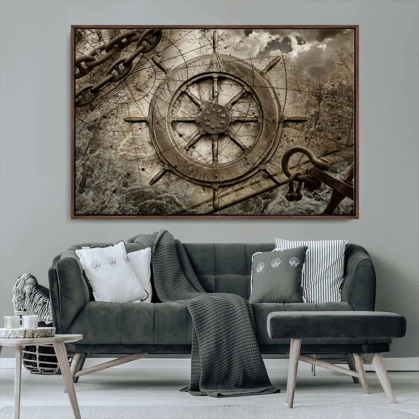 Wooden Ship Wheel Canvas Print, Multi Panel Canvas Wall Art