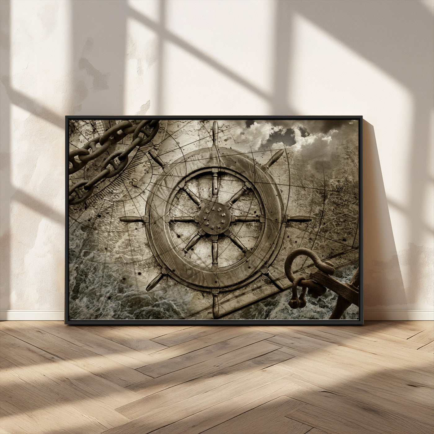 Wooden Ship Wheel Canvas Print, Multi Panel Canvas Wall Art