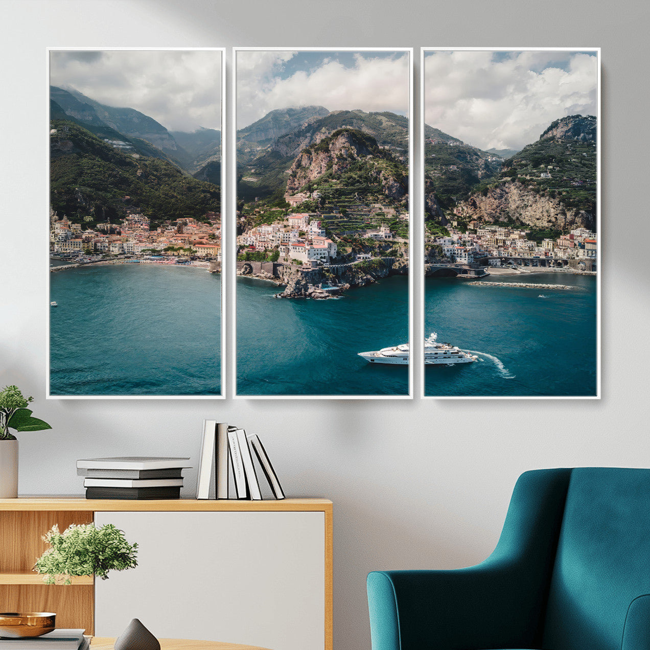 Amalfi Coast Wall Art – Framed Italian Seaside Canvas