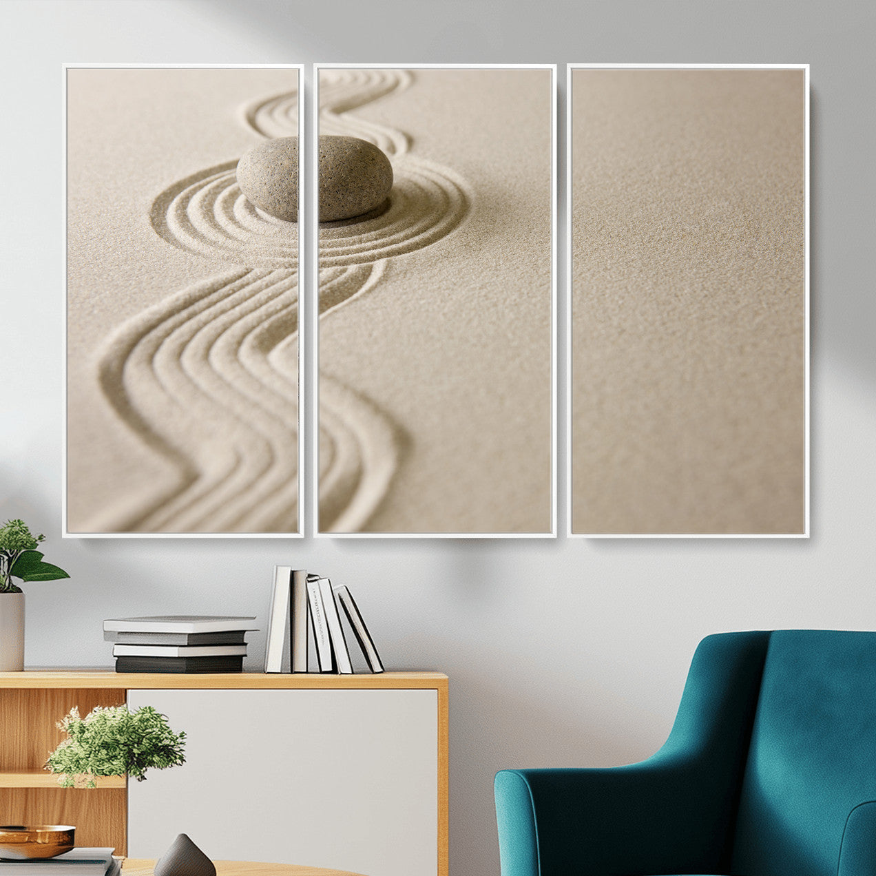 Zen Garden Stone Sand Canvas | Japanese Rock Garden Wall Art