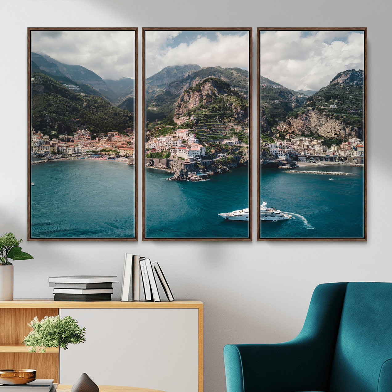 Amalfi Coast Wall Art – Framed Italian Seaside Canvas