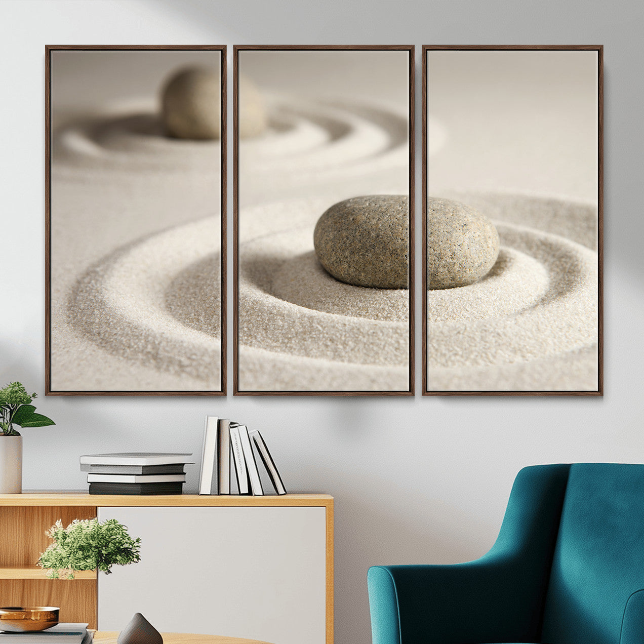 Zen Garden Stone Sand Canvas | Japanese Rock Garden Wall Art