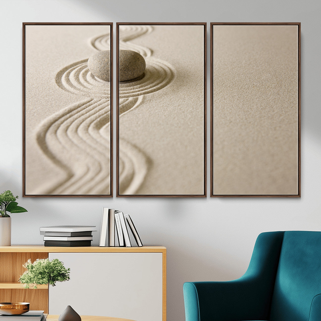 Zen Garden Stone Sand Canvas | Japanese Rock Garden Wall Art