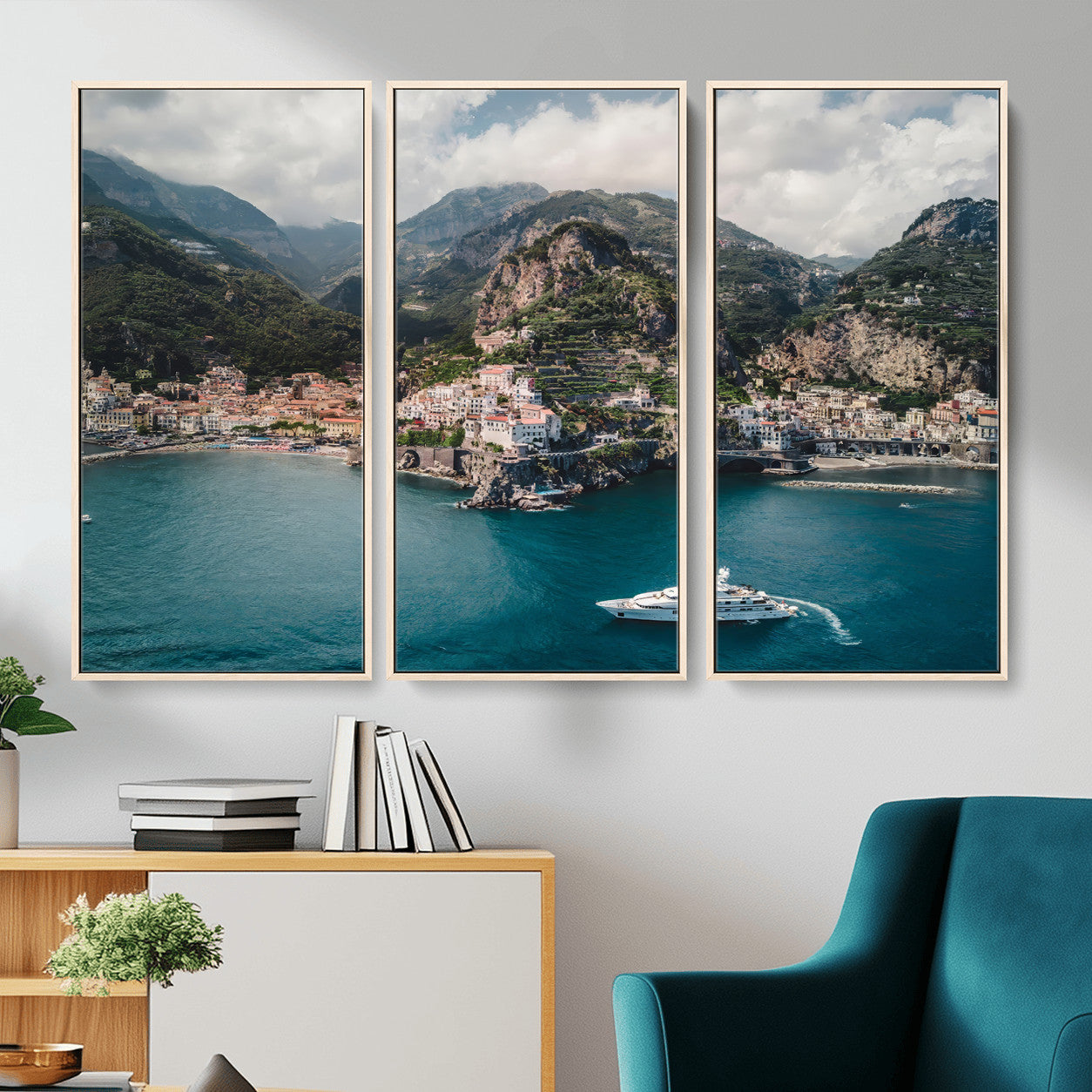 Amalfi Coast Wall Art – Framed Italian Seaside Canvas