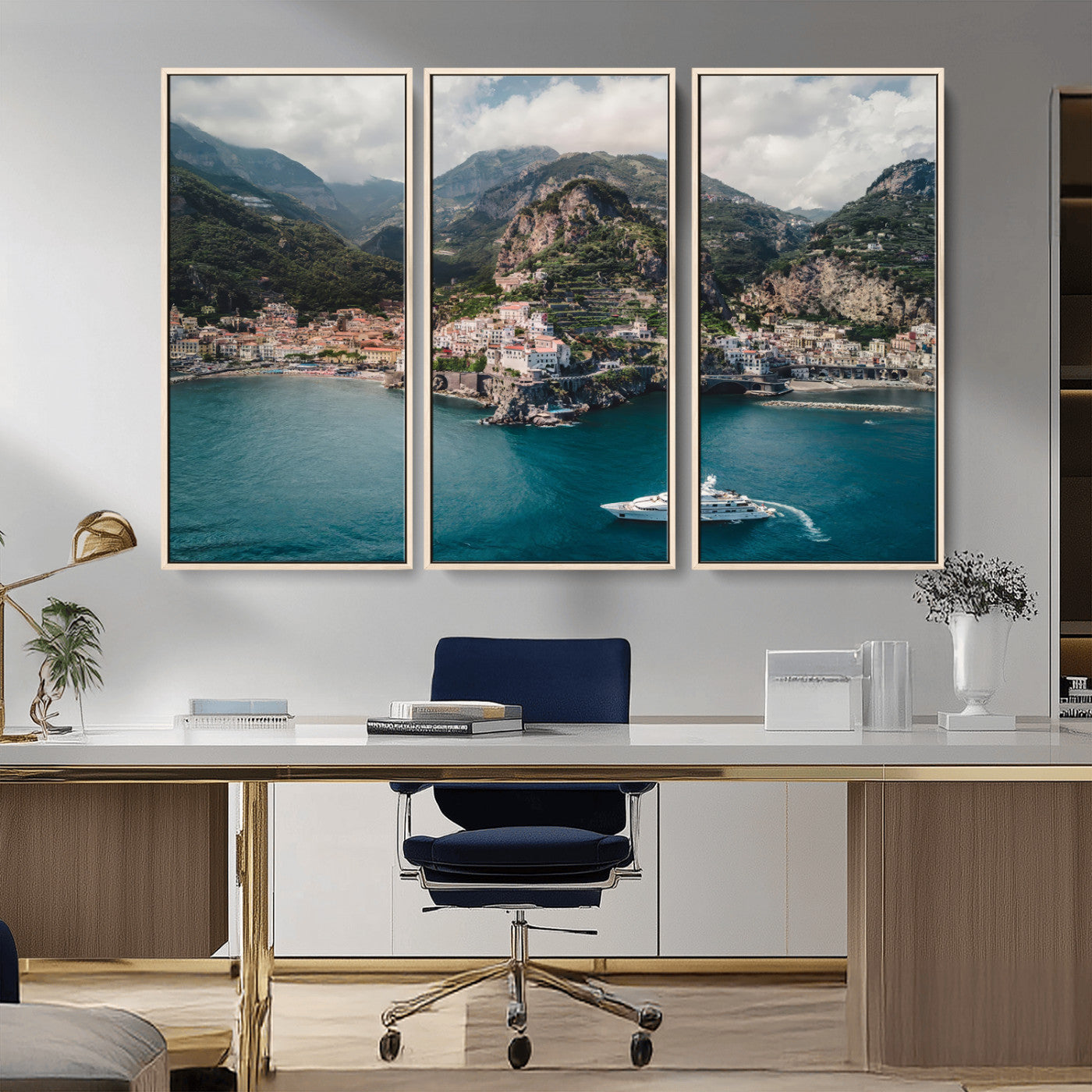Amalfi Coast Wall Art – Framed Italian Seaside Canvas