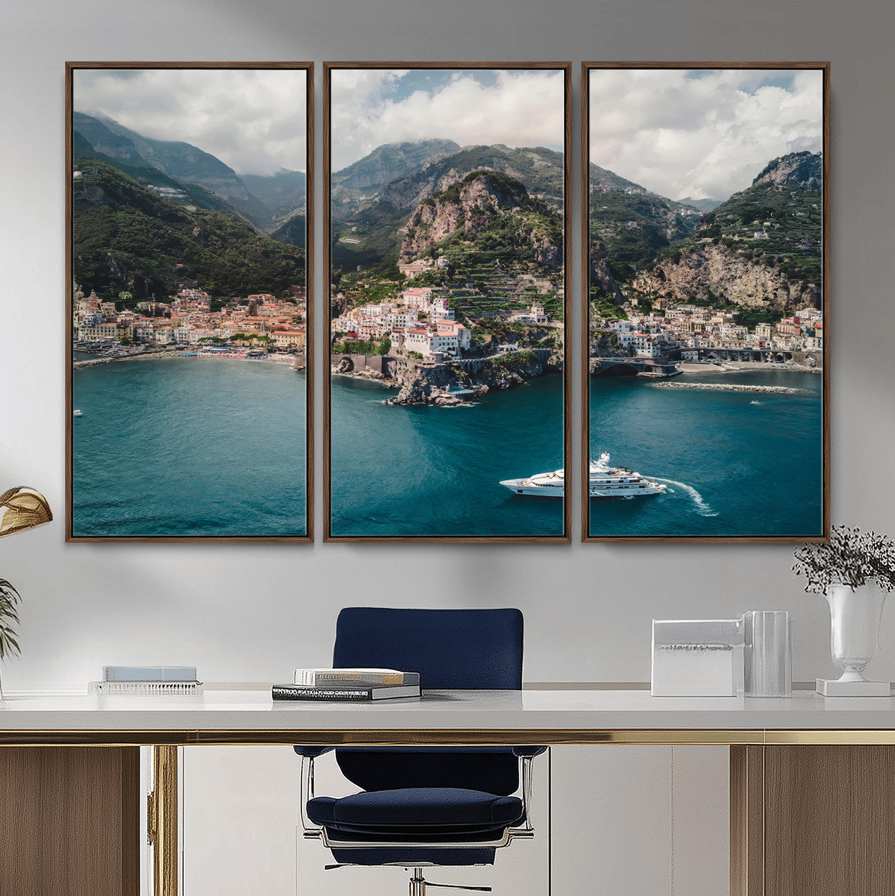 Amalfi Coast Wall Art – Framed Italian Seaside Canvas