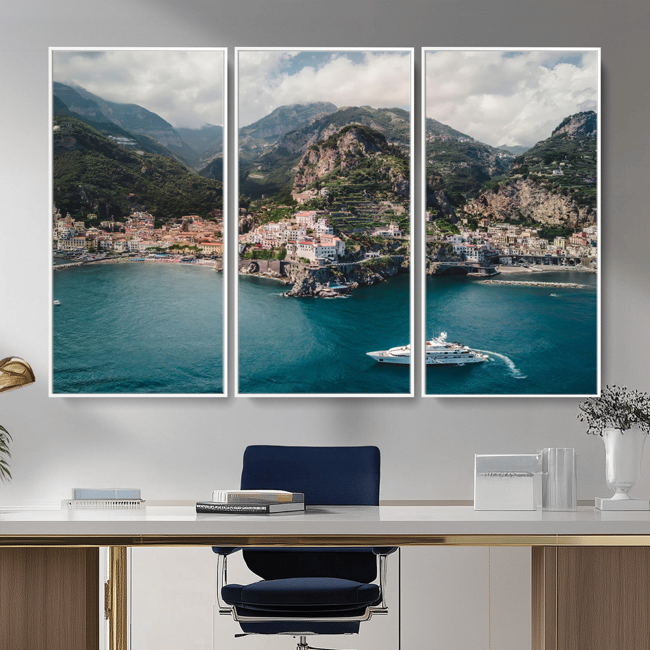 Amalfi Coast Wall Art – Framed Italian Seaside Canvas