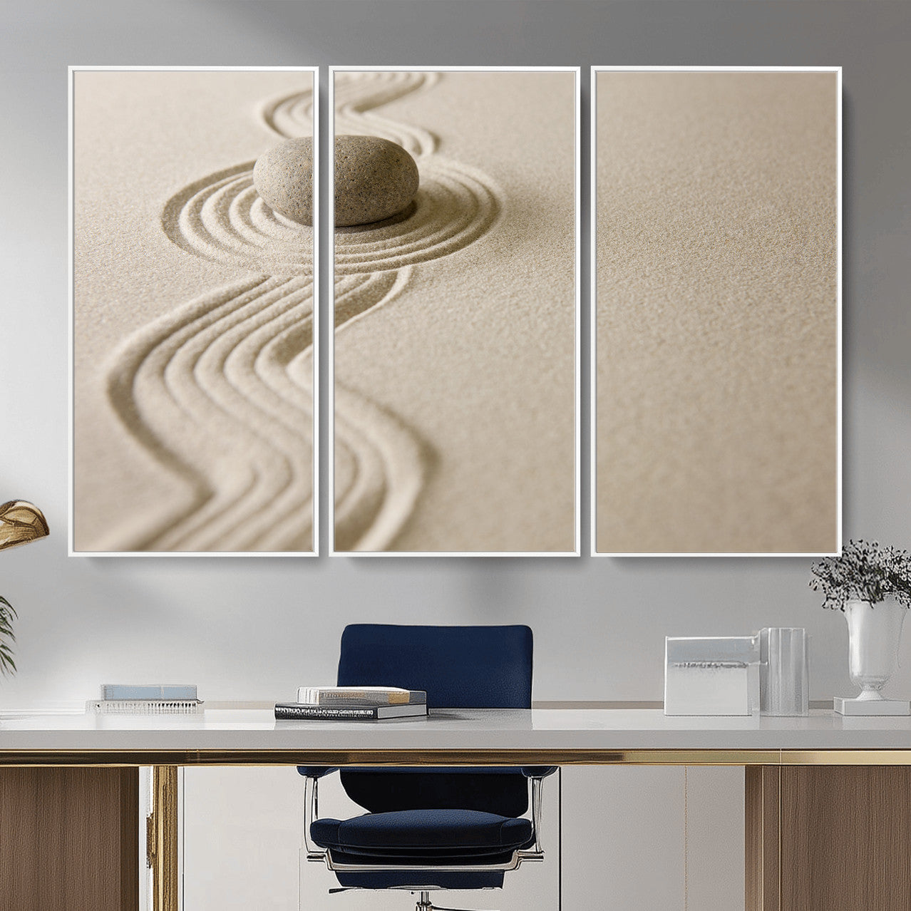 Zen Garden Stone Sand Canvas | Japanese Rock Garden Wall Art